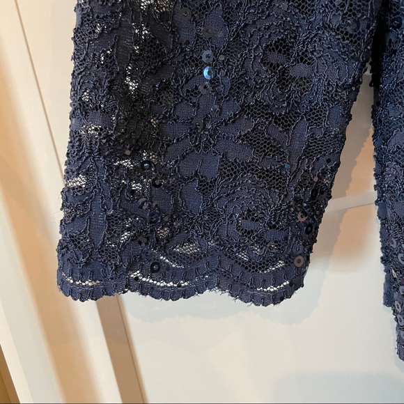 Navy Lace Floor Length Evening Formal Dress - Picture 6 of 6